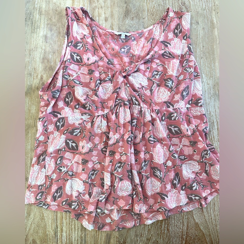 Lucky Pink Floral Babydoll Twist Front Top XL